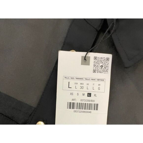 Zara Women Top Blouse Shirt Large L Black Sheer Combination 8372/259 NWT - Picture 4 of 11